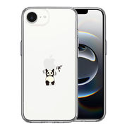 iPhone16e 側面ソフト 背面ハード ハイブリッド クリア ケース パンダ 重量挙げ 努力感