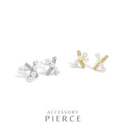 ▼MAGGIO▼パール＆ストーンクロスピアス