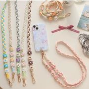 ファッション小物　スマホロープ ショルダー紐　フラワー　ファブリック