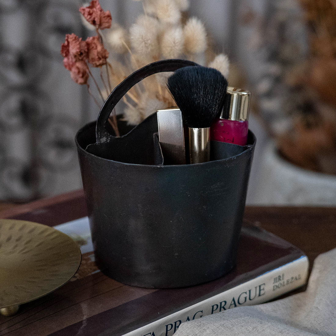 ブロカント アイアン セパレートバケツ[鉄古道具小物入れボックスレトロアンティーク25AW]