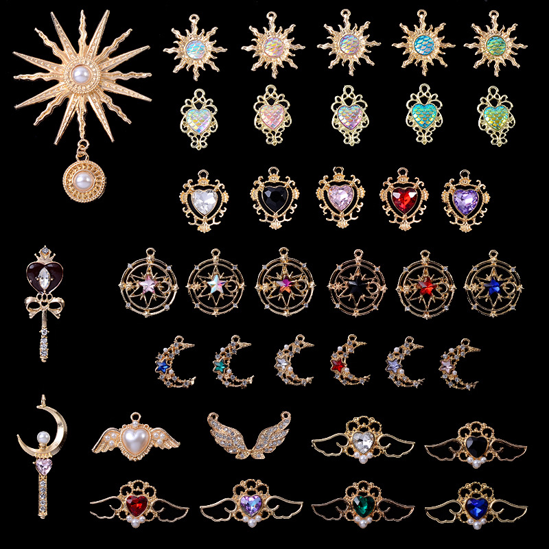 -J   ハートステッキ センターパーツ 6個セット ハートステッキ センターパーツ クリア ピンク ゆめかわ