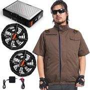 空調作業服 半袖 43V超高電圧 ファンバッテリーセット EVE製高性能21700型電池 6段階風速 急速充電