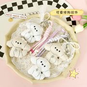 カートゥーンぬいぐるみ犬 蝶結びキーホルダー バッグチャーム