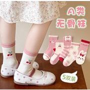 人気新作      子供靴下  韓国風子供服 ベビー靴  ベビー用   ソックス   可愛い うさぎ  ピンク 5足入り