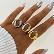 バイカラー指輪　ステンレス リング「高品質」アクセサリー アレルギー対応 デザイン18Kリング