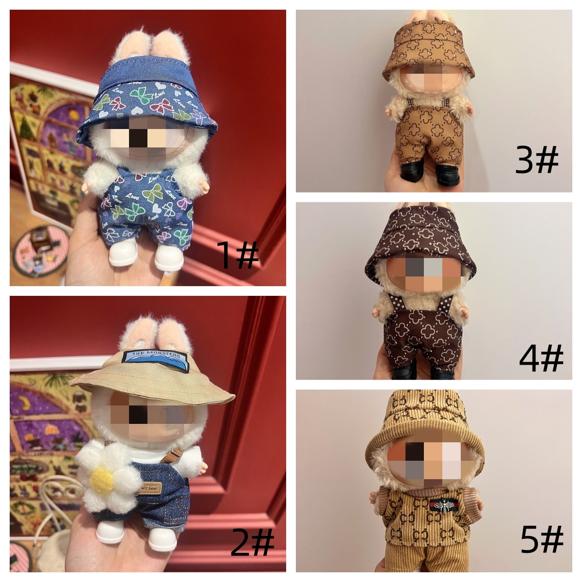 Labubu 17cm用 ぬいぐるみ服セット 1-3世代対応   10色