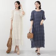 シャーリング シフォンワンピース ロング ワンピース 長袖 レディース 半袖 おすすめ おしゃれ ギャザー