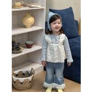 2025秋新作 INS 韓国風子供服  女の子用  ジーンズ デニム&エプロンワンピース  73cm-100cm