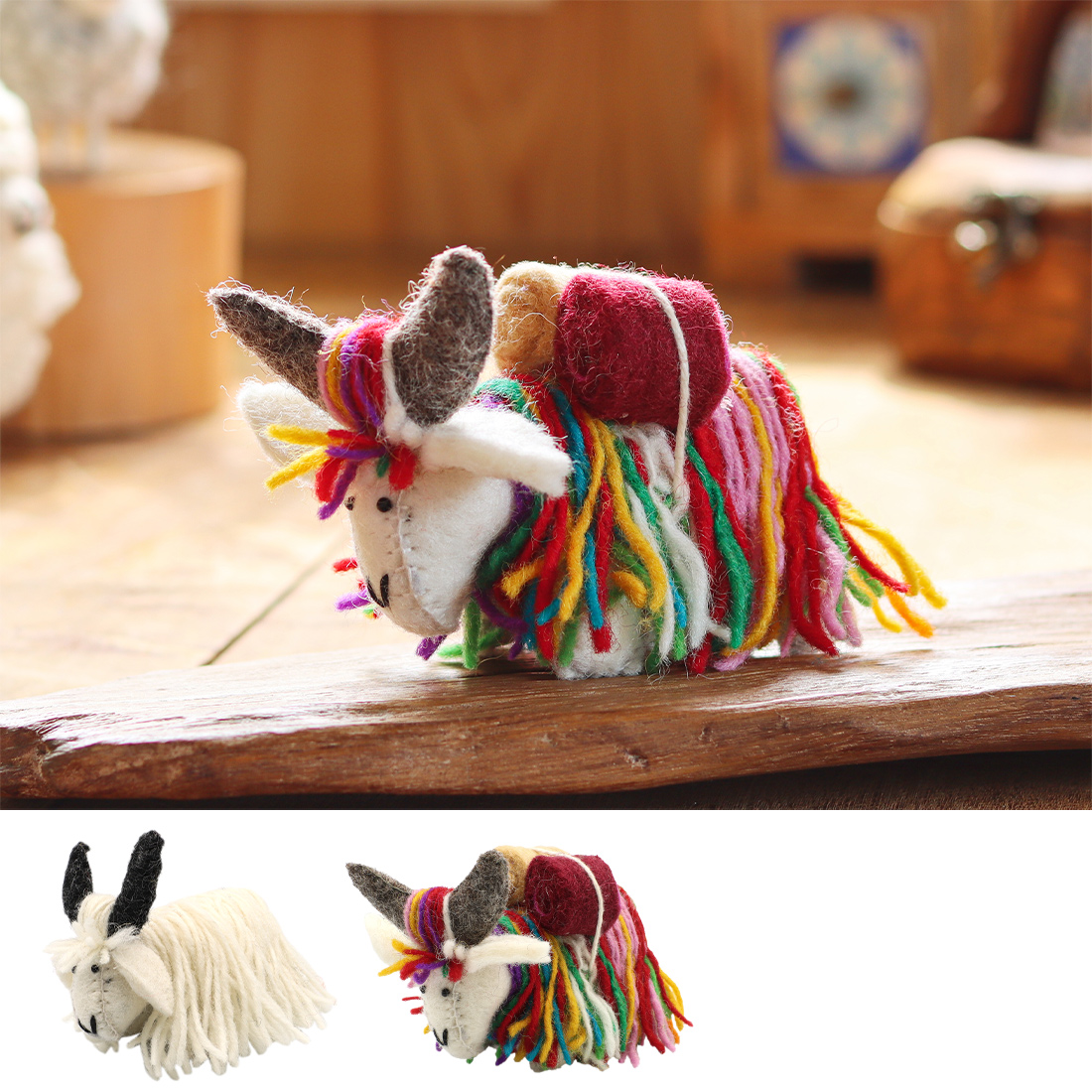 ネパールフェルトアニマル ヤク[フエルト人形動物牛うし置物25AW]