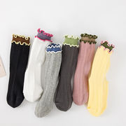 2025秋※女の子用 木耳縁付きカラフルソックス ドッキングデザイン 中筒タイプ