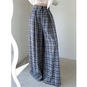 ズボン パンツ ワイドパンツ チェック柄 ハイウェスト レディースボトムス
