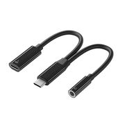 PGA USB-C充電ポート付 3.5mm to USB-C イヤホン変換アダプタ ブラッ