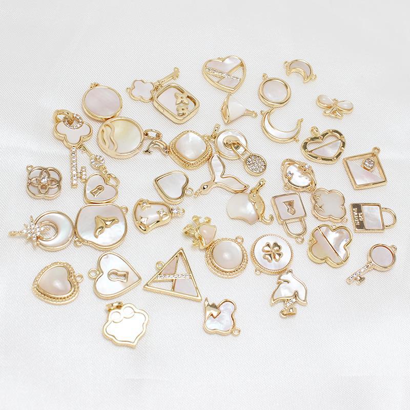 チャームパーツ シェル アクセサリーパーツ 天然材料 ハンドメイド 貝殻 チャーム 手芸 メタルチャーム DIY