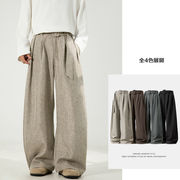 メンズ セイバー風スラックス 秋作 オーバーサイズ ストレートパンツ ベルト付き カジュアルパンツ★全4色