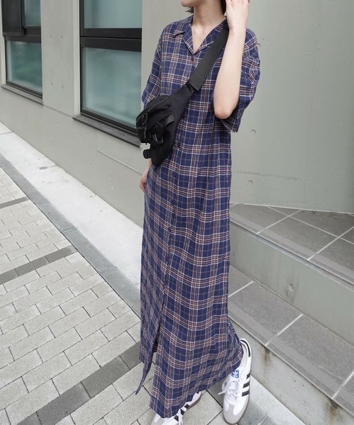 2025年新作】チェックロングシャツワンピース 春 夏 SS 秋 冬 AW 大人
