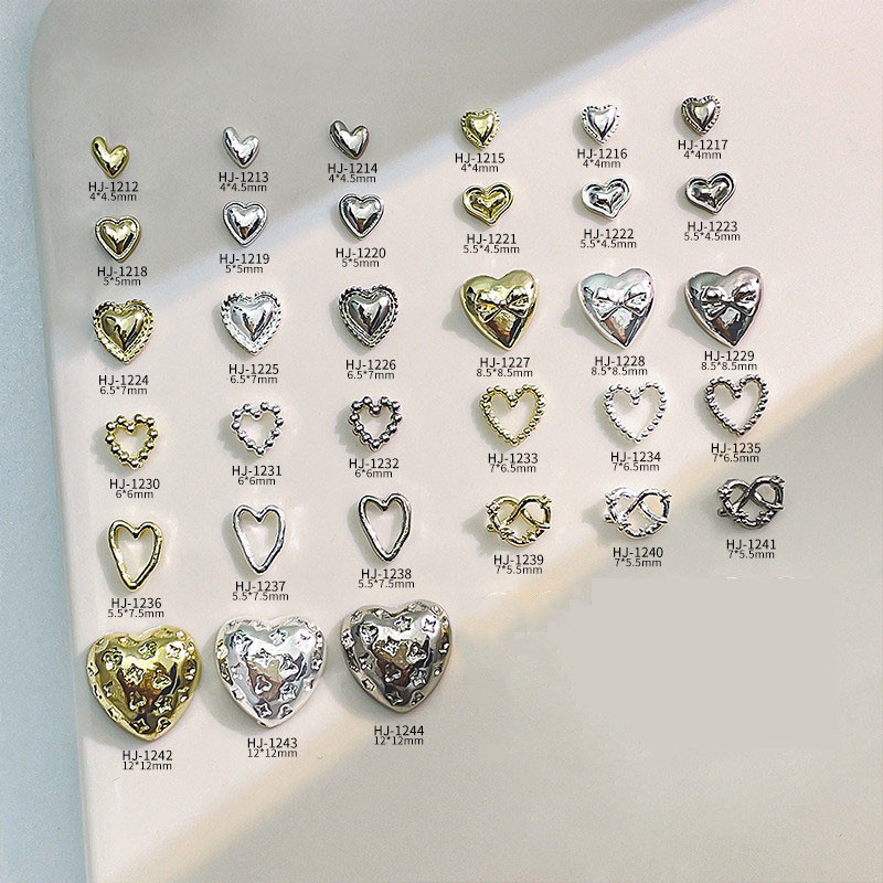 メタルパーツ ハート ジェルネイル セルフネイル 変形ハート ぷっくり ネイルパーツ ミル打ち デコパーツ