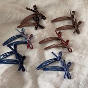 リボンヘアピン　ヘアアクセサリー　レディース　デザイン　韓国風　髪飾り