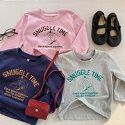 SHENJ☆2025春新作 韓国風女の子カートゥーン柄英字プリント長袖Ｔシャツ