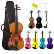 ヴァイオリン カラーバイオリン 全8カラー ケース付き フルセット フルサイズ 4/4 木製 弓 弦楽器