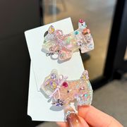 軽奢 アセテート フルダイヤ 犬 ヘアクリップ 前髪アップ  2色