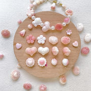 ピンク シェル ビーズ アクセサリーパーツ 花座 スズラン ハート モチーフ 貝殻 ハンドメイド デコパーツ