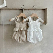 2025夏新作　ベビー服　女の子　無地　キャミソール　ロンパース　おしゃれ　子供服　可愛い　新生児　2色