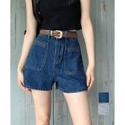 【日本倉庫即納】 デニムショートパンツ ハイウエスト美脚夏