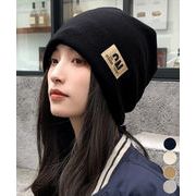 【日本倉庫即納】 リブニット帽  ロゴビーニー暖かい韓国風