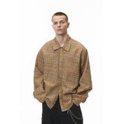 メンズ シアサッカー チェック柄 シャツ 男女兼用 カジュアル トップス 春夏 2025新作★全3色