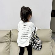 [90-140cm] 女の子 長袖Tシャツ おしゃれ ロゴプリント ベビー キッズ トップス カットソー