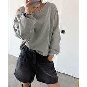 トップス トレーナー スウェット ベアトップ 長袖 ブラウス 秋物