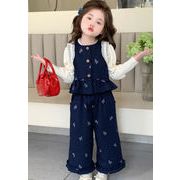 2025秋新品 キッズ  女の子  トップス+ズボン   長袖 子供服 INS人気 カジュアル  三点セット