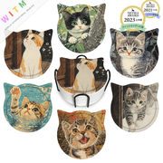 猫柄 コースター ねこ 下敷き カップパッド ネコ インテリア  断熱マット 雑貨 セラミックス 可愛い
