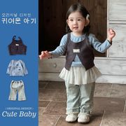2025秋新作 韓国風子供服 キッズ服 女の子  トップス  ニット ベスト  2色  73cm-100cm