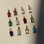 12ヶ月誕生石ペンダント DIYネックレスアクセサリー、12星座スクエアジルコンペンダント