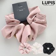 ヘアアクセサリー ヘアゴム シュシュ サテン キラキラ ドット柄 スタッズ シンプル 華やか 上品