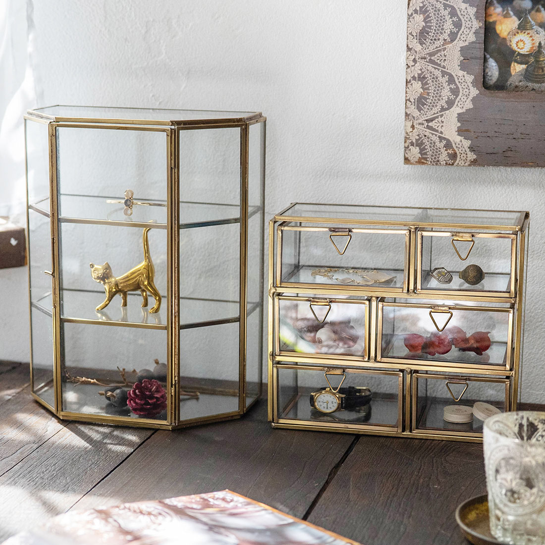 モロッカン ガラスBOX[小物入れディスプレイラックショーケース25AW]