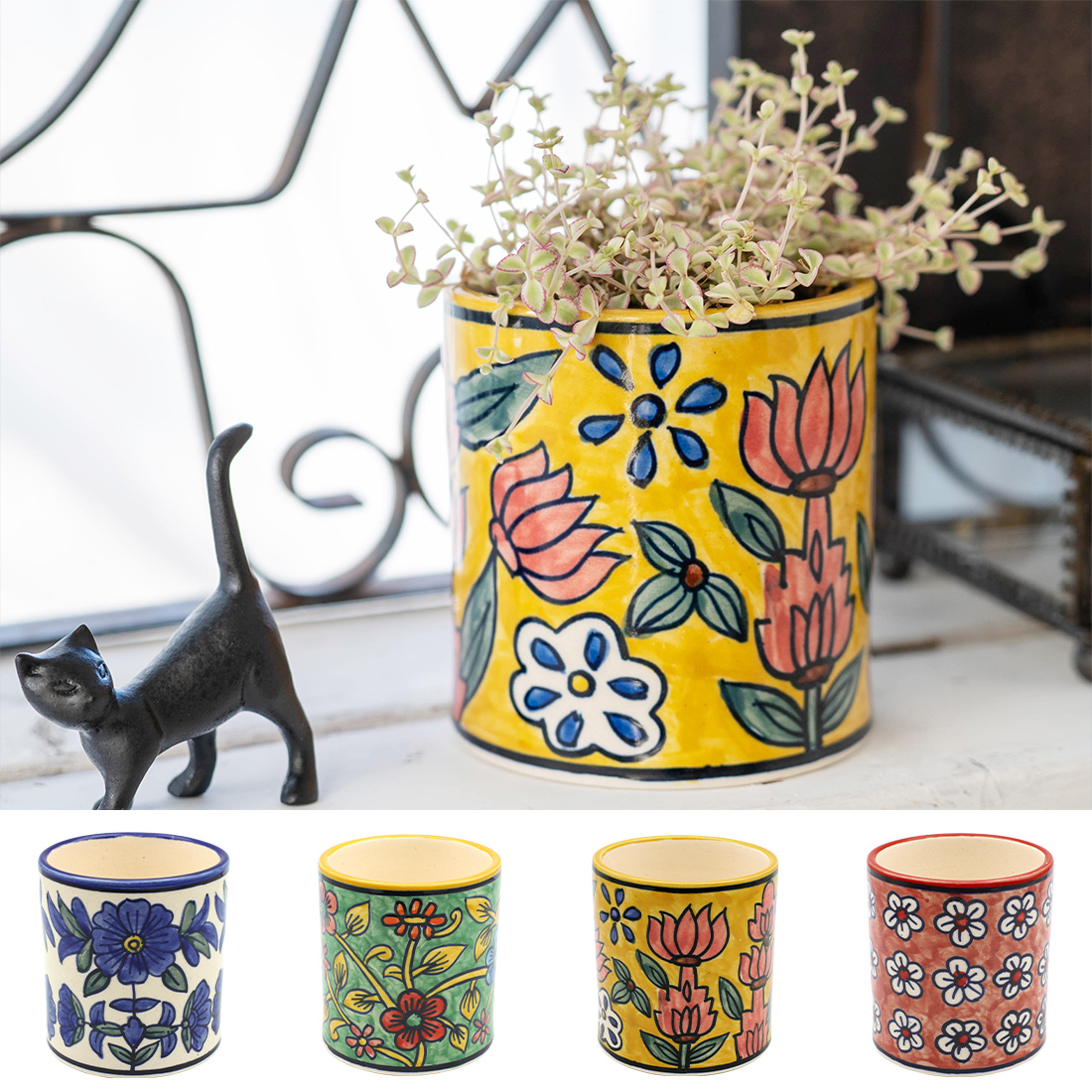 プリヤ プラントポット[陶器プランター観葉植物植木鉢インドアジアンエスニックオリエンタル25AW]