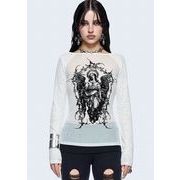 トップス カットソー ロンT Tシャツ プリント スリム 細身 タイト レディース