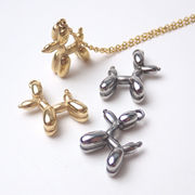 ステンレス製 チャーム バルーンアニマル 犬 ドッグ ゴールド シルバー 金属アレルギー対応  ハンドメイド