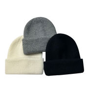 シンプルリブ編みニット帽【男女兼用/ユニセックス/秋冬/防寒/ビーニー/帽子】