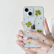 iphone ケース クローバー iPhone17 スマホケース ハーバリウム 押し花 iPhone16 iPhone15 Pro Max カバー