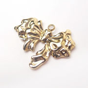 ステンレス 【SUS304】 ゴールド リボン チャーム アンティーク風 ハンドメイド パーツ 金属アレルギー対応