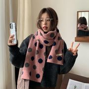 マフラー　レディース　韓国ファッション　秋冬　ドット柄