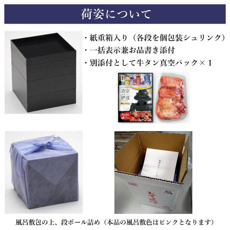 牛タン炭焼 利久 和洋中 おせち 三段重（亀）【直送品】送料無料「通販百貨 Happy Puppy」