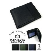 セール★全3色 KIMGS GEAR(キングスギア)サフィアーノ加工 パスケース付き二つ折り財布