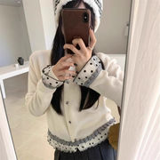 カーディガン　デザイン　韓国ファッション　かわいい　ドット柄