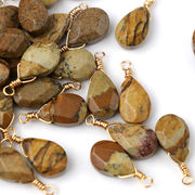 【天然石ジャスバー】 チャーム シャンクビーズ 約15mm  ハンドメイド材料 ピアス ネックレス素材