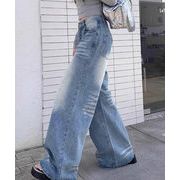 【日本倉庫即納】 ウォッシュ加工デニムパンツ ワイドデニム