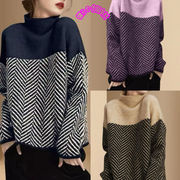 2025年冬新作　レディース服　トップス　ニット　セーター　ハイネック　おしゃれ　カジュアル